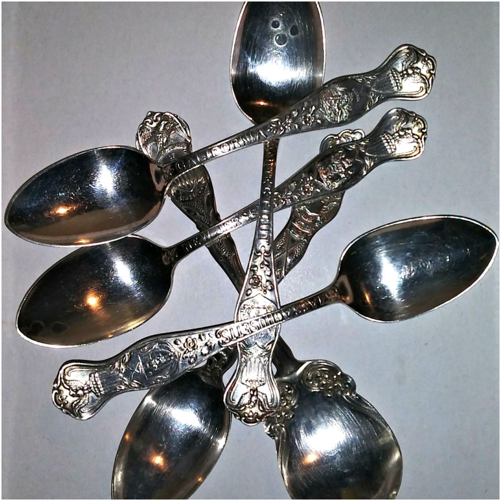 6 States collectible Souvenir Spoons